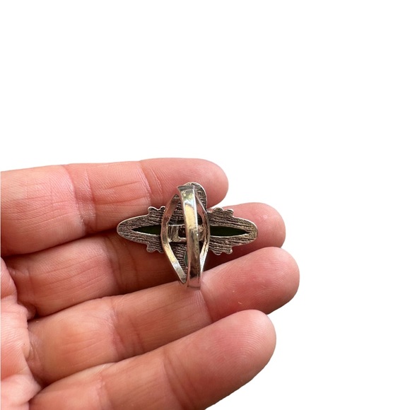 Green and Turquoise Stone Silver Ring - Picture 5 of 6